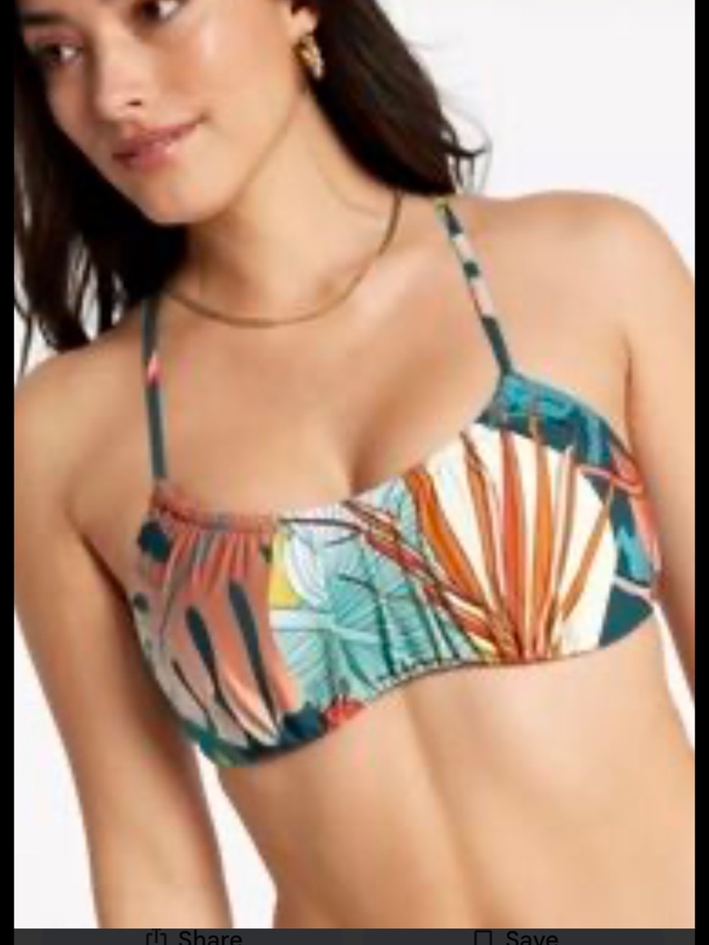 Calia botanical orient scrunched tie back bikini top size small NWT